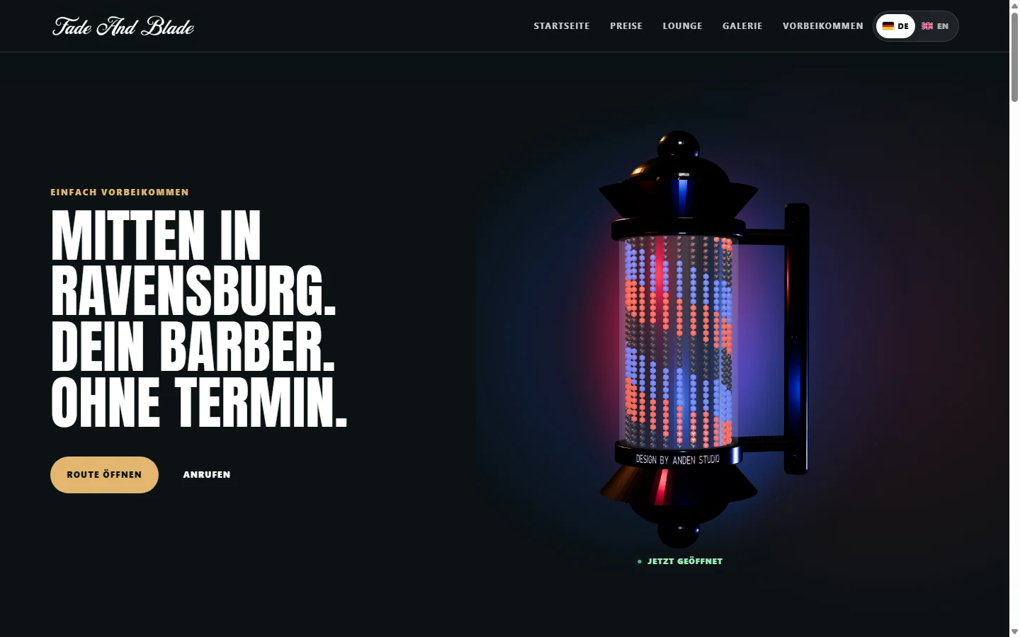 Fade & Blade – Website · Interaktion · 3D